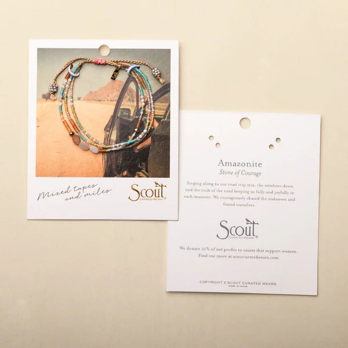 Scout Curated Wears : Mixed Media Bracelet - Love/Rhodochrosite/Gold