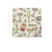 Mud Pie Champagne Napkins featuring illustrated champagne bottles, glasses, corks, and the phrase “Cheers!” on a neutral background.
