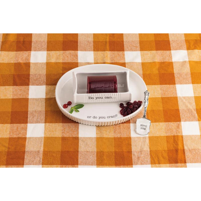 Overhead view of Mud Pie Double Cranberry Dish Set styled for holiday serving.