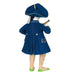 Figurine in a blue coat and hat holding a pipe on a white background