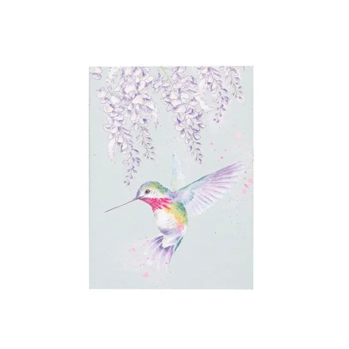 Wrendale Designs Wisteria Wishes Hummingbird Small Notebook featuring a graceful hummingbird with delicate floral artwork.