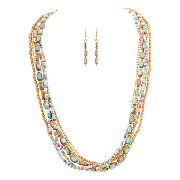Rain Jewelry Gold Light Multicolor Layered Bead Strand Necklace Set adds instant color and elegance to any outfit. Each strand features vibrant, lightweight beads in a rich multicolor palette.