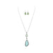 Rain Jewelry Silver Blue Green Abstract Sea Gems Necklace Set featuring silver-toned links with blue and green abstract sea gem accents, creating a coastal-inspired look with coordinating pieces for everyday or special occasions.
