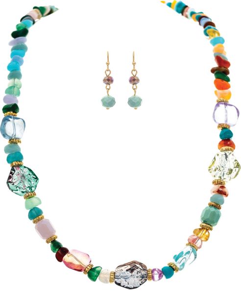 Rain Jewelry : Gold Multicolor Mixed Bead Candy Necklace Set