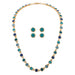 Rain Jewelry gold-tone necklace with round blue and teal crystals and matching teal stud earrings.