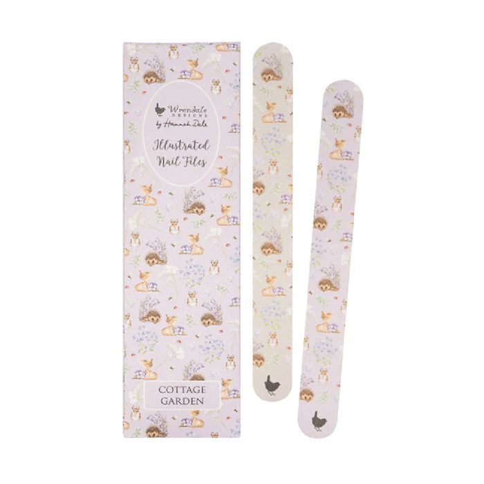 A pair of nail files displayed on a clean white background, showcasing their smooth surfaces and ergonomic shapes.