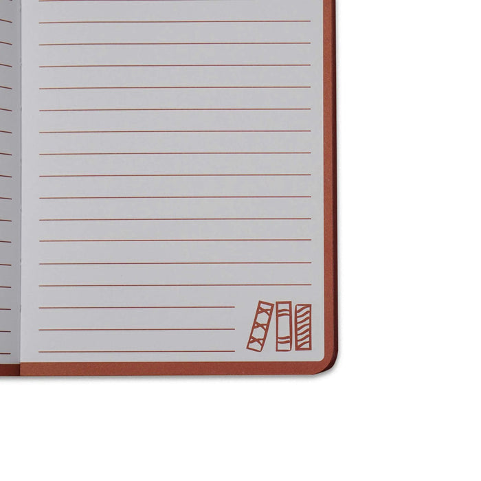 Half Moon Bay My Own Personal Library A6 softcover notebook with book themed design for journaling, writing notes, and organizing ideas.