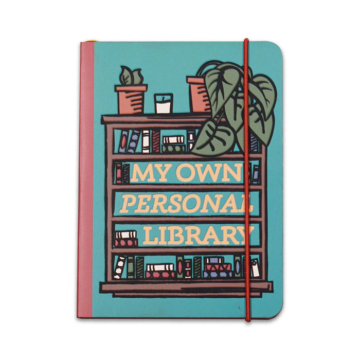 Half Moon Bay My Own Personal Library A6 softcover notebook with book themed design for journaling, writing notes, and organizing ideas.