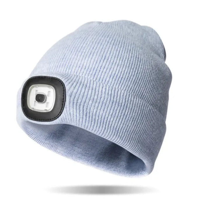 DM Merchandising Night Scope Brightside rechargeable LED beanie with removable USB LED light for hands-free visibility