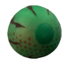 Green ball with black and red patterns on a white background