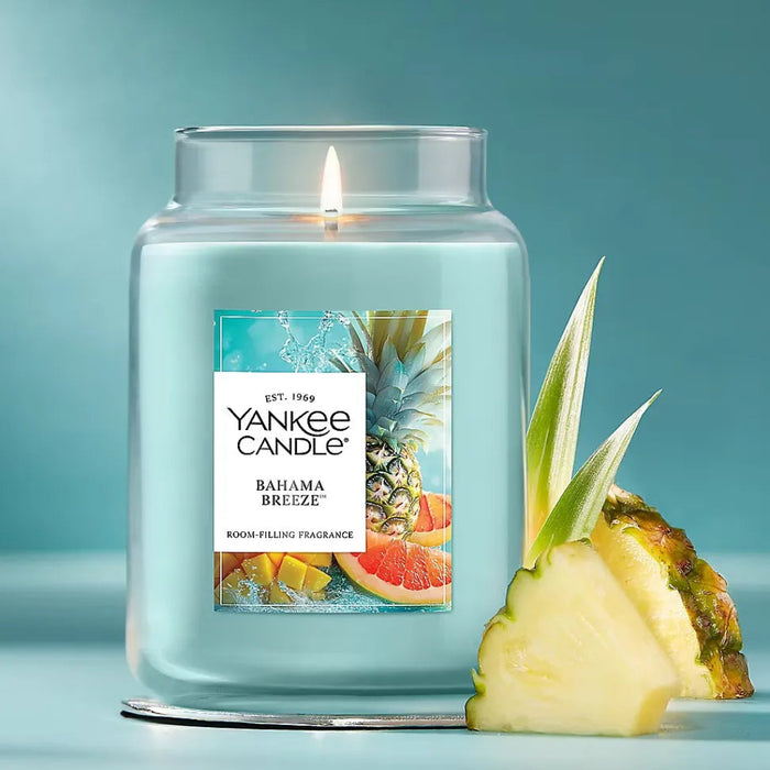 Yankee Candle Bahama Breeze Original Large Jar Candle with refreshing tropical-inspired fragrance.