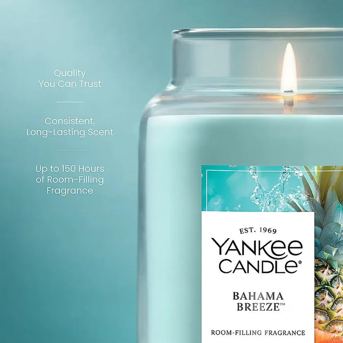 Yankee Candle Bahama Breeze Original Large Jar Candle with refreshing tropical-inspired fragrance.
