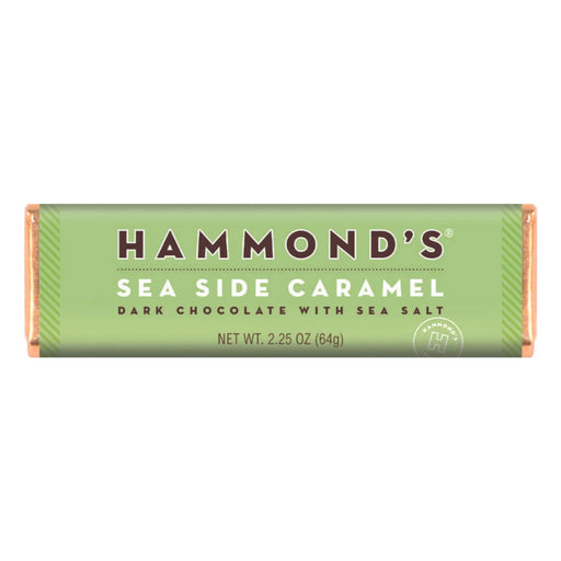 Sea Side Caramel Dark Chocolate Bar featuring rich dark chocolate and smooth caramel.