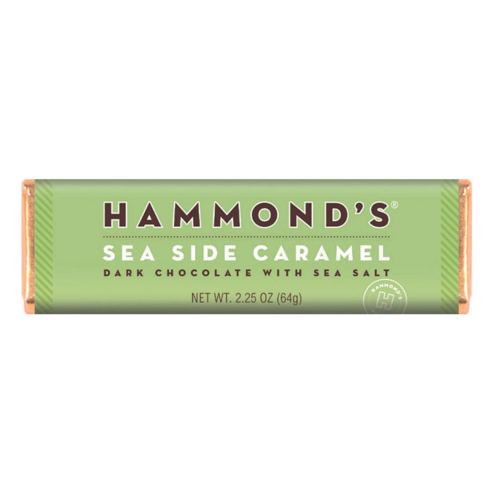 Sea Side Caramel Dark Chocolate Bar featuring rich dark chocolate and smooth caramel.