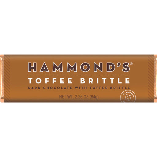 Toffee Brittle Dark Chocolate Bar with rich dark chocolate and crunchy toffee pieces.