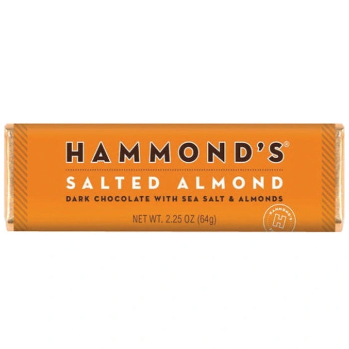 Salted Almond Dark Chocolate Bar with roasted almonds and sea salt