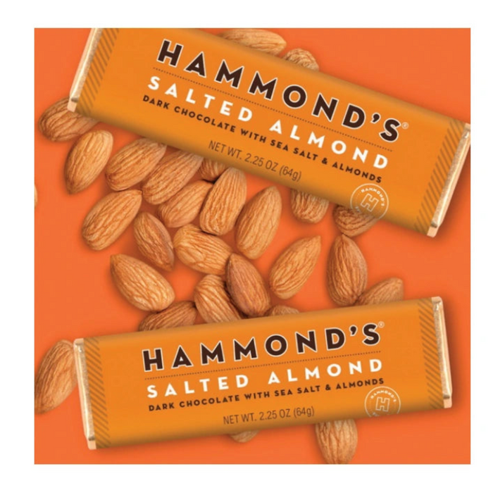 Salted Almond Dark Chocolate Bar with roasted almonds and sea salt