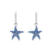 Starfish-shaped earrings adorned with sparkling blue diamonds, showcasing a unique and elegant design.