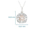 A silver and rose gold pendant with an intricate flower embellishment.