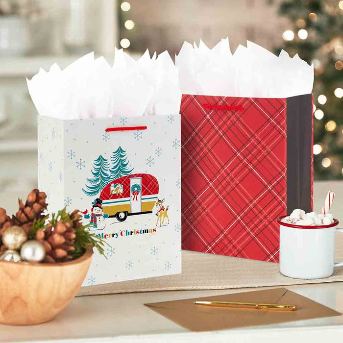 Hallmark : 8.8" Old-Fashioned 3-Pack Assortment Medium Christmas Gift Bags