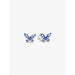Pandora blue butterfly stud earrings front view with blue sparkling stones
