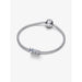 Pandora silver snake chain bracelet with the Boo Charm centered, featuring sparkling cubic zirconia.