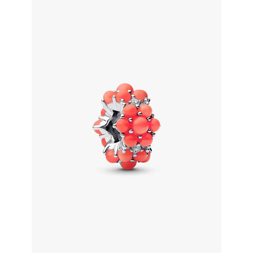 Pandora Coral-colored Ocean Charm in sterling silver with clustered coral enamel beads