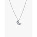 Pandora Crescent Moon Pendant Necklace displayed on a white background showing the detailed crescent moon design and sterling silver chain.