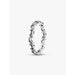 Side profile of Pandora crescent moon ring showing detailed silver moon pattern