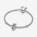 Pandora Moments snake chain bracelet featuring Pandora Disney Daisy Duck Openwork Charm in sterling silver minimalist design.