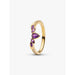 Side view of Pandora Disney Frozen Anna Tiara Ring gold-plated band with purple gemstones and pavé crystal detailing