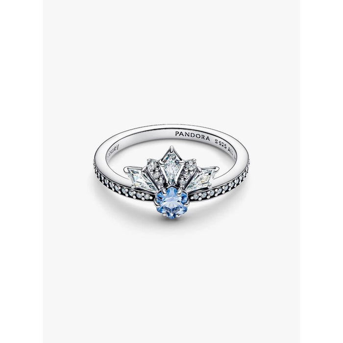 Pandora Disney Frozen Elsa Tiara Ring in sterling silver with blue crystal center and clear cubic zirconia stones