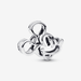 Side view of Pandora Disney Mickey Mouse Openwork Charm in polished sterling silver with cut-out design of Mickey Mouse head