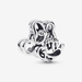 Side view of Pandora Disney Minnie Mouse Openwork Charm in polished sterling silver with cut-out design of Mickey Mouse head.