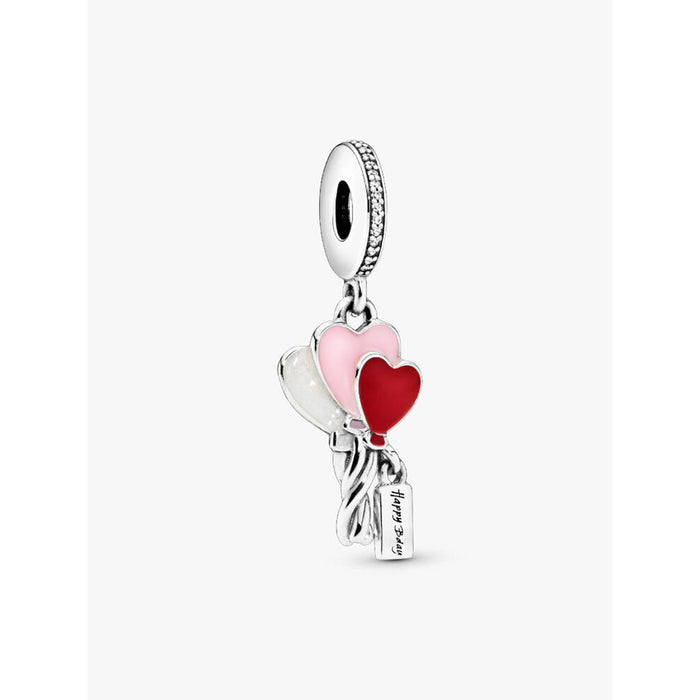 Pandora Happy Bday Balloon Dangle Charm in sterling silver with heart balloon design