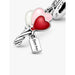 Close-up of Pandora Happy Bday Balloon Dangle Charm showing enamel hearts and engraved tag