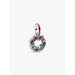 Close-up of the Pandora Holiday Wreath Double Dangle Charm with red and green cubic zirconia and bow detail.