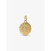 Pandora gold zodiac coin charm pendant back engraving with textured finish.