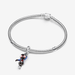 Pandora Marvel Spider-Man Miles Morales Dangle Charm on sterling silver snake chain bracelet with enamel detailing.