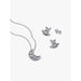 Pandora Moon Jewelry Gift Set featuring crescent moon necklace and matching stud earrings in sterling silver with sparkling stones.