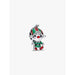 Front view of the Pandora Moveable Elf Charm featuring red and green glitter enamel and a candy cane.