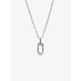 Pandora sterling silver oval link pendant necklace with adjustable chain, product display.