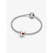 Silver bracelet with a heart-shaped charm on a white background