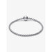Pandora sterling silver woven bracelet with round clasp, classic jewelry design.