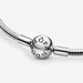 Pandora Snake Chain Necklace sterling silver clasp close-up with engraved Pandora logo