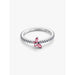 Pandora Sparkling Pink Butterfly Ring front view, sterling silver ring with pink marquise butterfly and cubic zirconia band