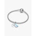 Pandora Sparkling Silver Crescent Moon Dangle Charm displayed on Pandora Moments snake chain bracelet.