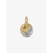Pandora celestial sun and moon coin charm in two-tone gold and silver with star accents.