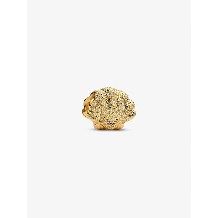 Pandora Gold shell charm bead with textured finish.