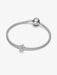 Pandora sterling silver snake chain bracelet featuring the textured star charm with logo clasp.